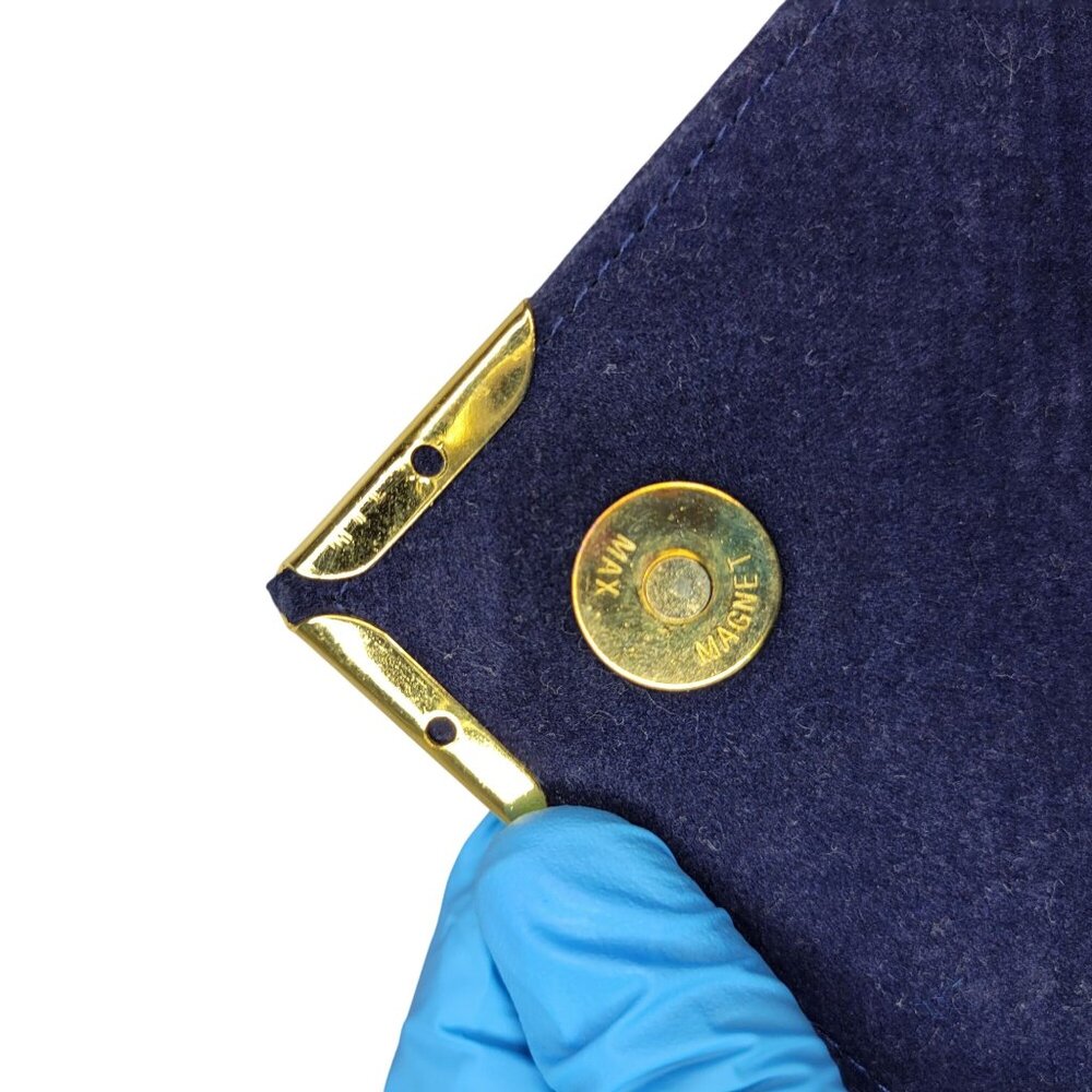 Vintage Apelle Italia Beaded Envelope Handbag Blue & Gold Magnetic Chain Strap - Picture 4 of 12